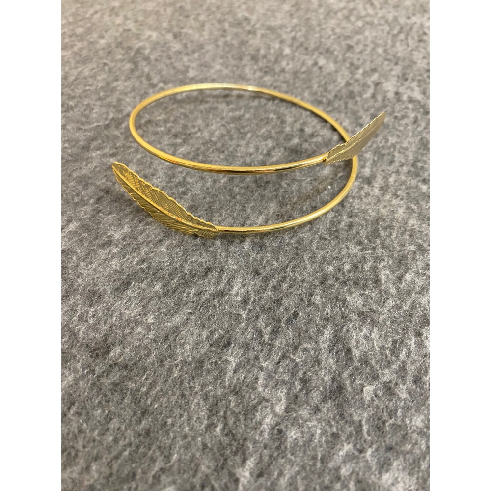 New Gold Feather Upper Arm Cuff Bracelet Boho Greek Goddess Armlet Adjustable